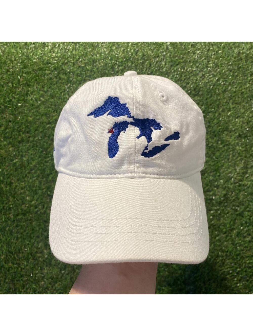 Vintage Y2K Michigan Great Lakes white baseball cap